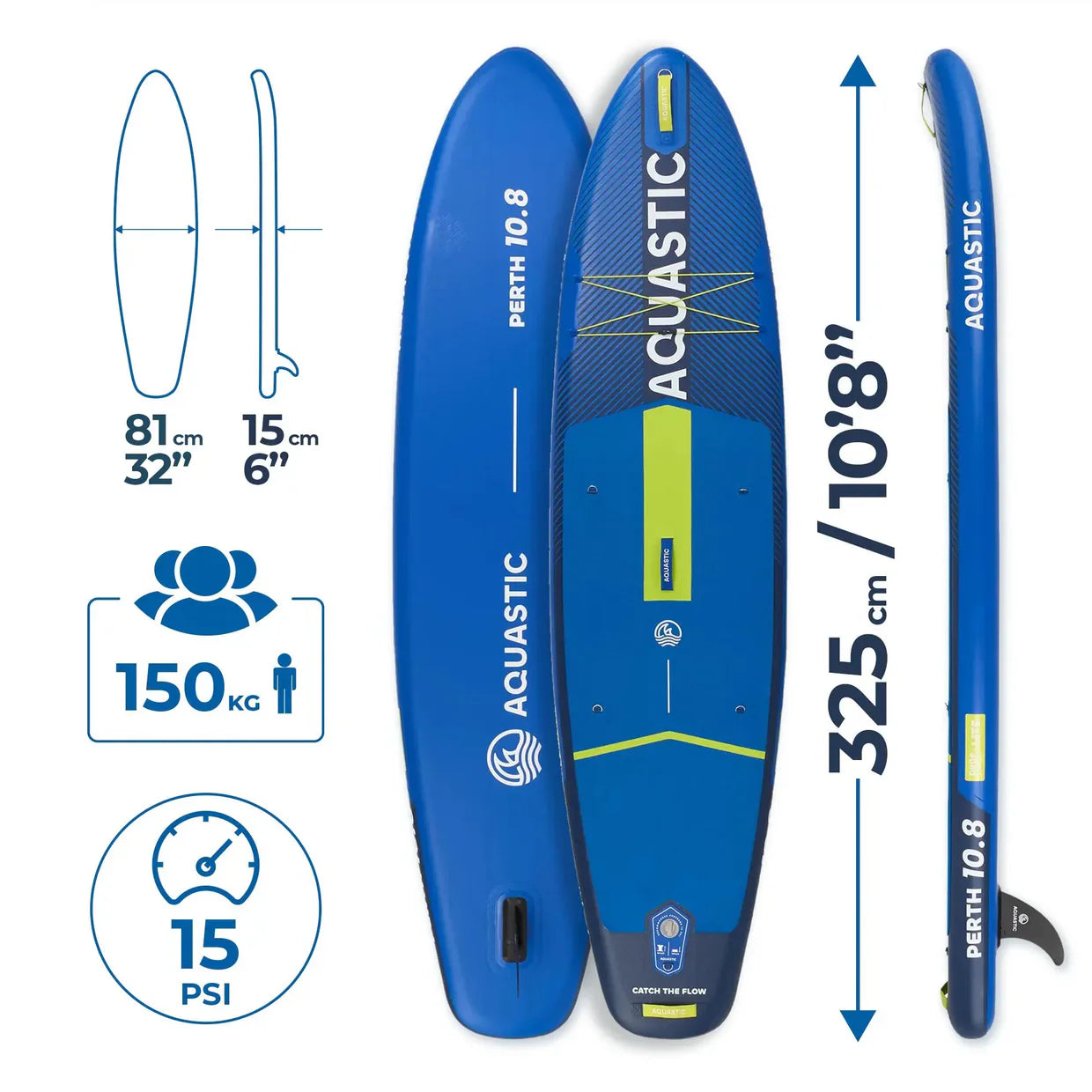 AQUASTIC Perth 325 cm Inflatable All‑Round SUP Set – 145 kg Capacity