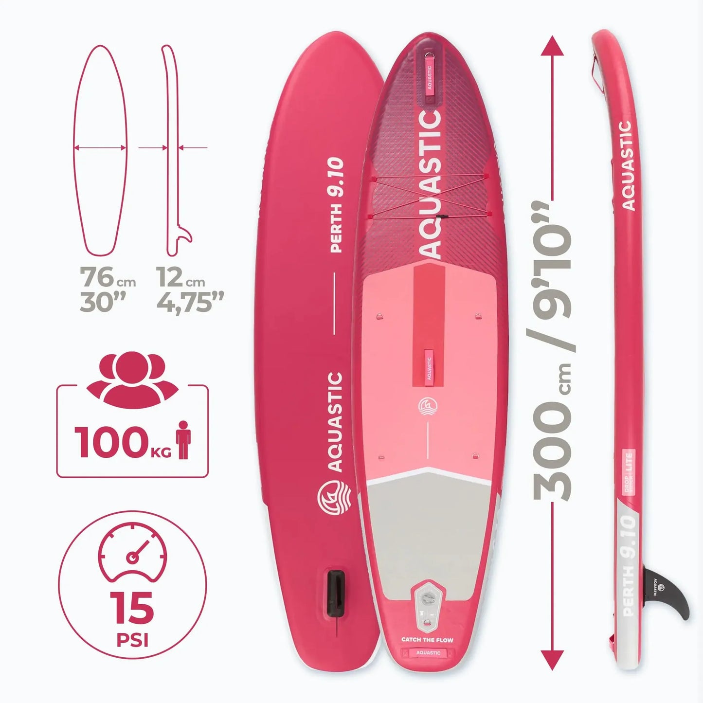 AQUASTIC Perth 325 cm Inflatable All‑Round SUP Set – 145 kg Capacity